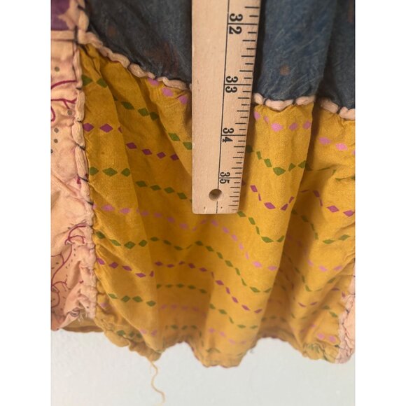 Boho Patchwork Maxi Skirt With Elastic Waistband & Flowy Design - Picture 7 of 9